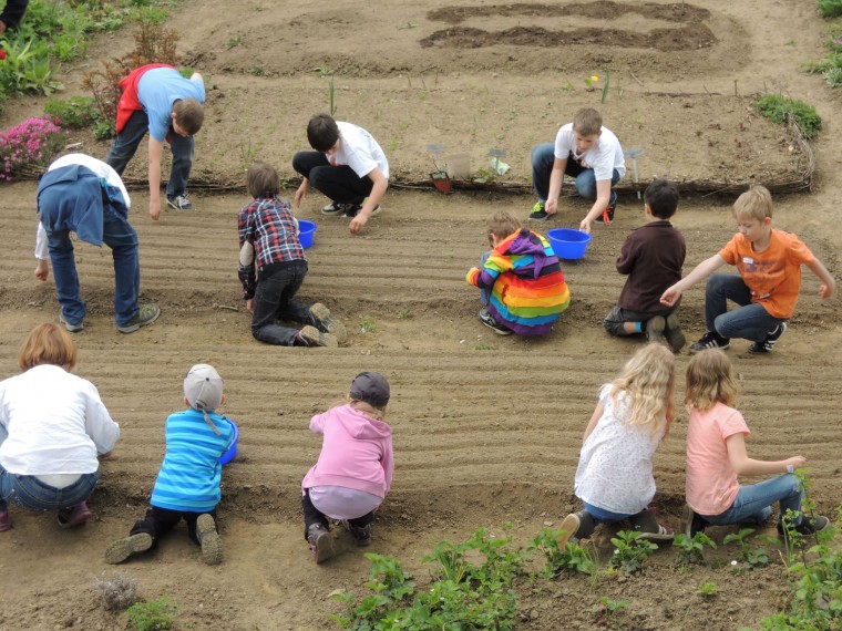 Kinderaktion Lein s&auml;en | &copy; Bauernhofmuseum Kleinlosnitz